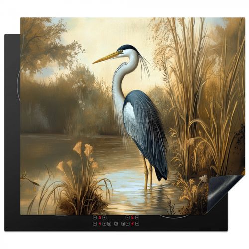 Herdabdeckplatte - Reiher - Wasser - Pflanzen