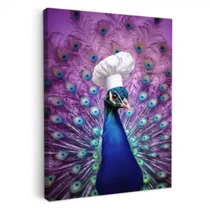 KitchenYeah - Küche - Leinwand - Pfau - Kochmütze - Cool - Lila