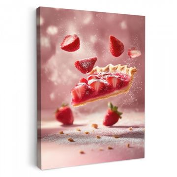 Leinwandbilder - Erdbeere - Torte - Essen - Rosa