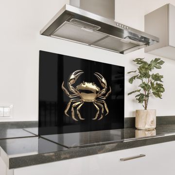Spritzschutz Küche - Gold - Krabbe - Tiere - Schwarz