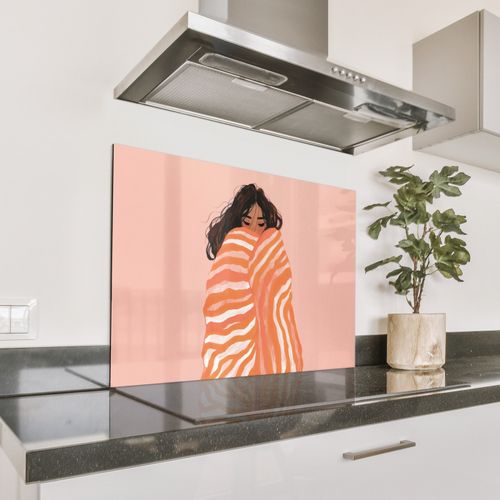 Spritzschutz Küche - Mädchen - Decke - Gestreift - Orange