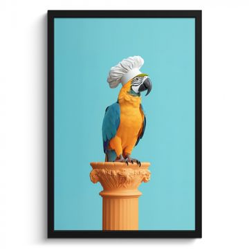 Bilder mit Rahmen - Papagei - Kochmütze - Lustig - Vogel