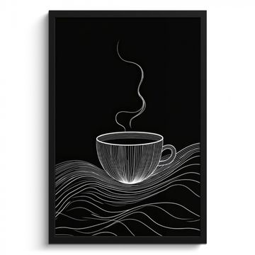 Bilder mit Rahmen - Strichzeichnung - Kaffeetasse - Schwarz