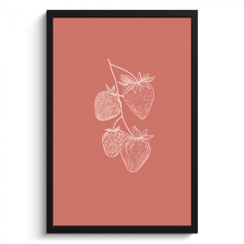 Bilder mit Rahmen - Minimalistisch - Illustration - Erdbeere - Zweig