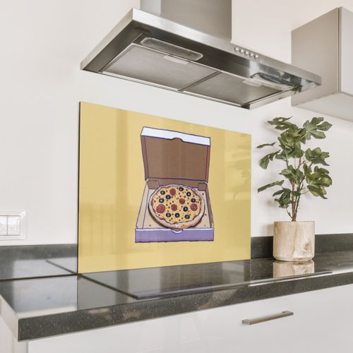 Spritzschutz Küche - Pizza - Schachtel - Salami - Illustration