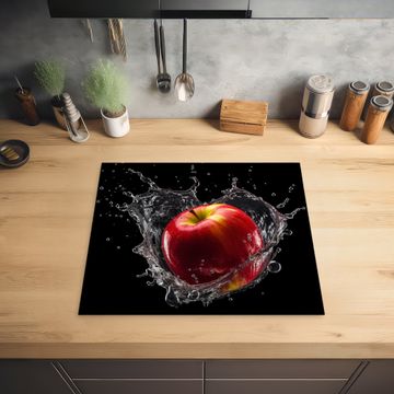 Herdabdeckplatte - Apfel - Rot - Wasser - Schwarz - Obst