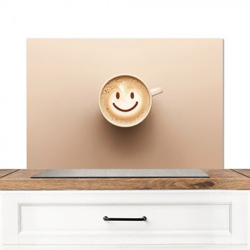 Spritzschutz Küche - Kaffee - Milchschaum - Lächeln - Beige