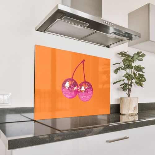 Spritzschutz Küche - Discokugeln - Kirsche - Spiegel - Rosa