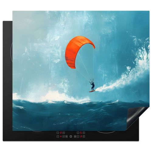 Herdabdeckplatte - Kitesurfer - Orange - Meer - Himmel