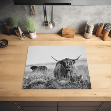 Herdabdeckplatte - Schottischer Highlander in Monochrom