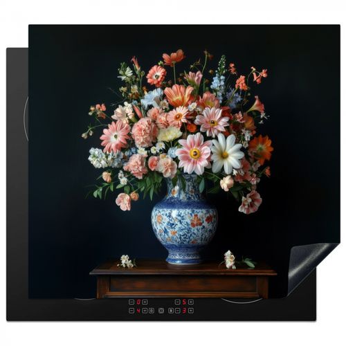 Herdabdeckplatte - Holz - Vase - Farben - Blumen