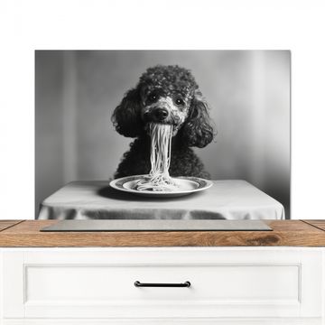 Spritzschutz Küche - Pudel - Hund - Schwarz - Weiß - Niedlich - Nudeln