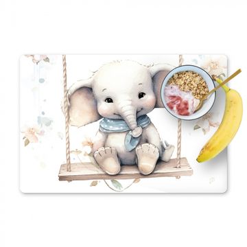 Tischset - Elefant - Tier - Kinder - Babyzimmer - Kinderzimmer - Blumen - 6 Stück