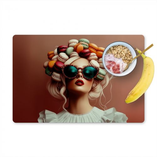 Tischset - Frau - Makronen - Brille - 6 Stück