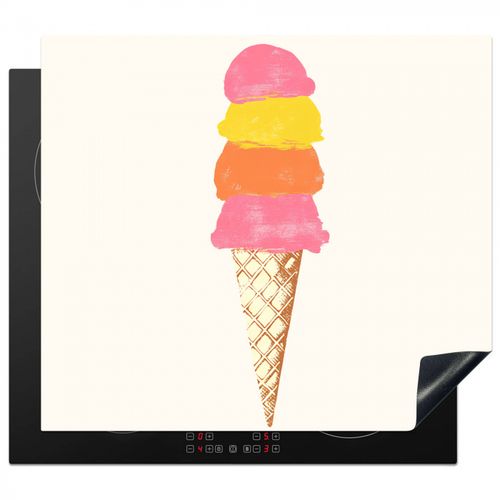 Herdabdeckplatte - Schaufel Eiscreme - Hörner - Illustration - Minimalistisch