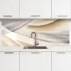 Golven - Abstract - Beige keuken achterwand 2 middel -3d