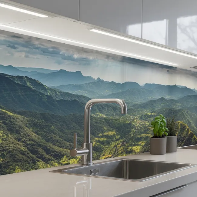 Küchenrückwand - Landschaft - Tal - Grün