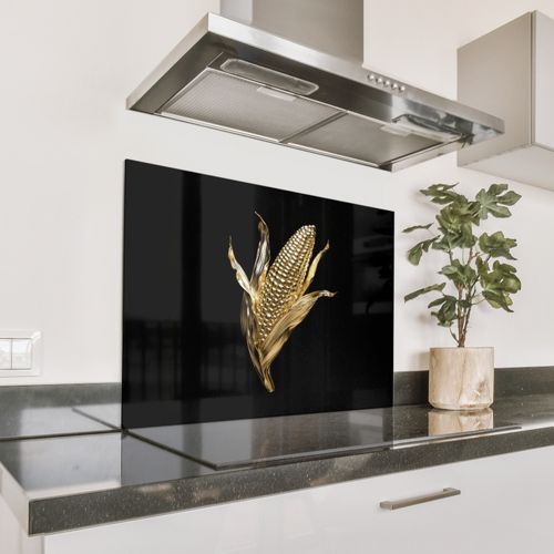 Spritzschutz Küche - Mais - Lebensmittel - Gold - Schwarz