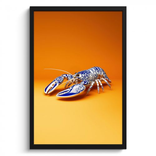 Bilder mit Rahmen - Hummer - Delfter Blau - Schild - Hart - Orange