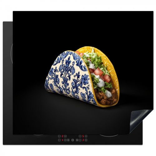 Herdabdeckplatte - Taco - Fleisch - Salat - Delfter Blau - Motiv