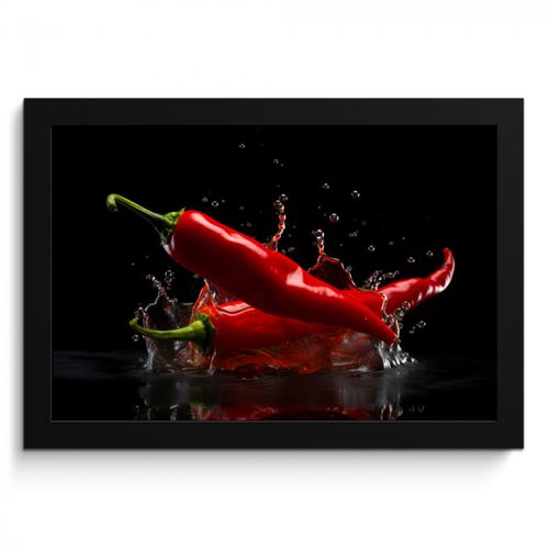 Bilder mit Rahmen - Paprika - Rot - Schwarz - Wasser - Gemüse