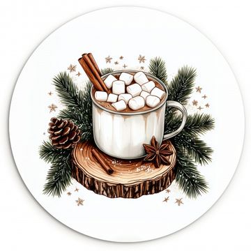 Runde Bilder - Winter - Holz - Schokoladenmilch - Getränk - Weihnachten