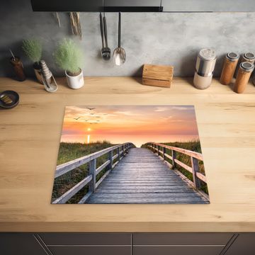 Herdabdeckplatte - Brücke zur untergehenden Sonne