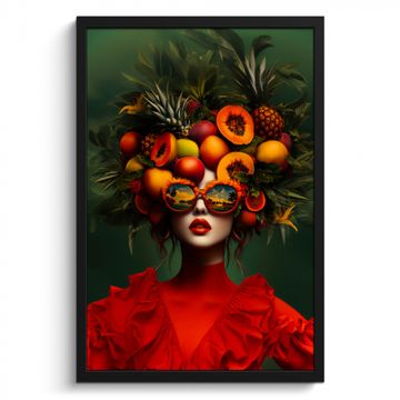Bilder mit Rahmen - Frau - Früchte - Papaya - Ananas