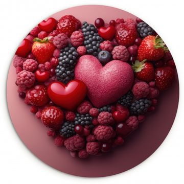 Runde Bilder - Obst - Herzen - Erdbeeren - Himbeeren - Heidelbeeren