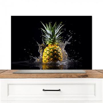 Spritzschutz Küche - Ananas - Obst - Wasser - Pflanzen - Schwarz