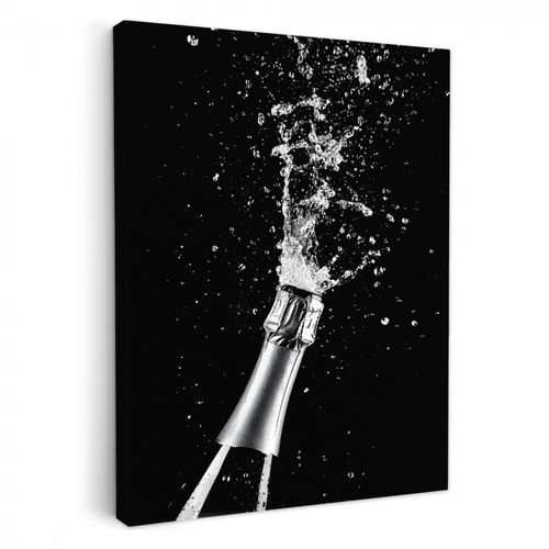 Leinwandbilder - Champagner - Schwarz - Spritzer - Popping