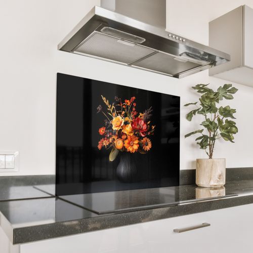 Spritzschutz Küche - Herbst - Blumenstrauß - Orange