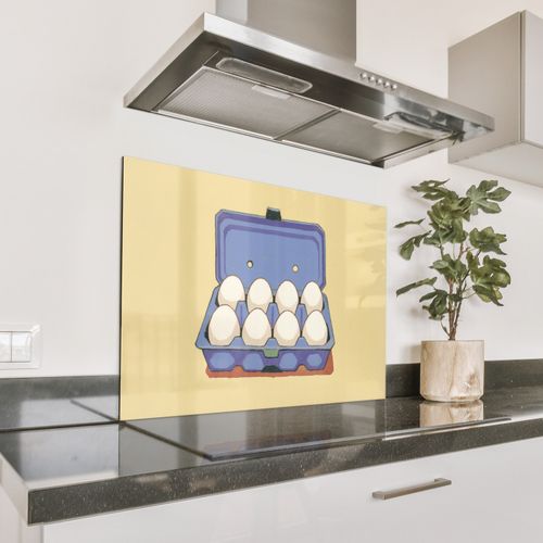 Spritzschutz Küche - Eier - Box - Minimalistisch - Blau