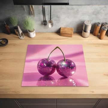 Herdabdeckplatte - Glitzer - Discokugel - Rosa - Kirsche