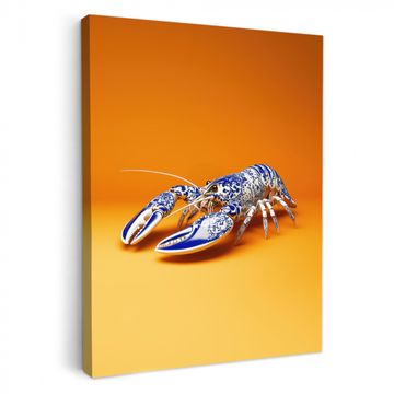 Leinwandbilder - Hummer - Delfter Blau - Schild - Hart - Orange