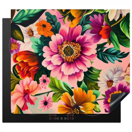 Herdabdeckplatte - Blumen - Bunt - Rosa