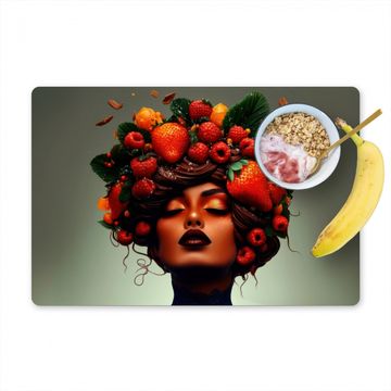 Tischset - Frau - Schokolade - Himbeeren - Erdbeeren - Kekse - 6 Stück