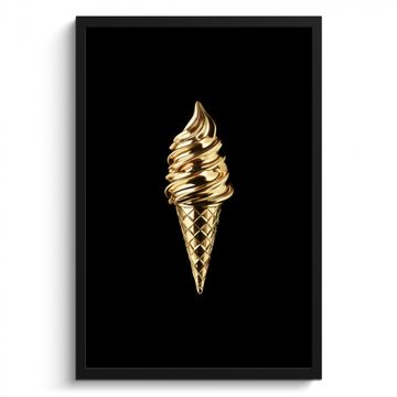 Bilder mit Rahmen - Eiscreme - Gold - Schwarz - Lebensmittel