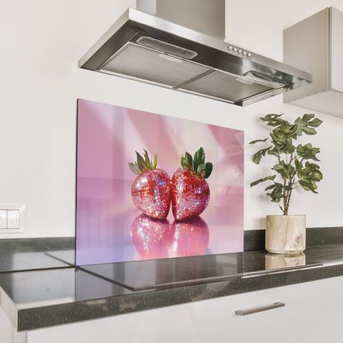 Spritzschutz Küche - Disco - Obst - Glitzer - Erdbeere