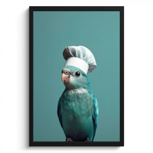 Bilder mit Rahmen - Wellensittich - Vogel - Kochmütze - Süß