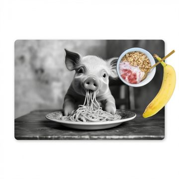Tischset - Schwein - Niedlich - Spaghetti - Schwarz und weiß - Tier - 6 Stück