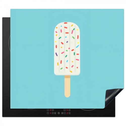 Herdabdeckplatte - Eiscreme - Stiel - Streusel - Hellblau