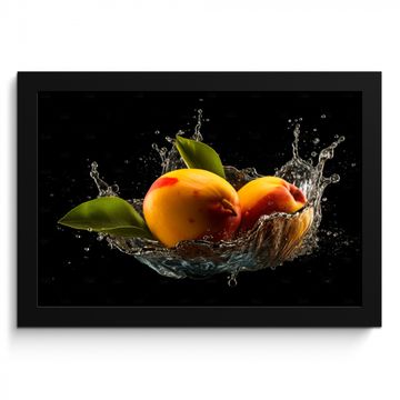Bilder mit Rahmen - Mango - Frucht - Wasser - Schwarz - Blatt