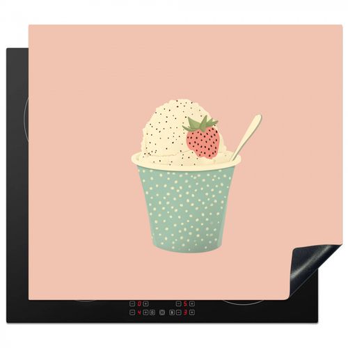 Herdabdeckplatte - Tablett - Eiscreme - Erdbeere - Rosa