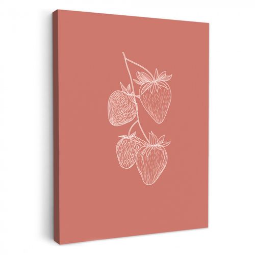 Leinwandbilder - Minimalistisch - Illustration - Erdbeere - Zweig