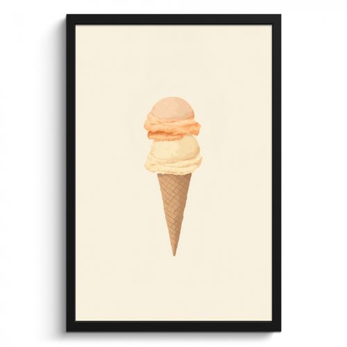 Bilder mit Rahmen - Minimalist - Schaufel Eiscreme - Horn - Beige