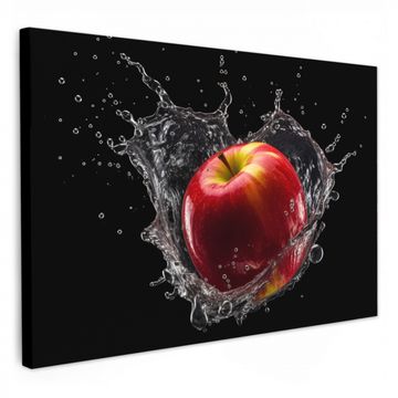 Leinwandbilder - Apfel - Rot - Wasser - Schwarz - Obst