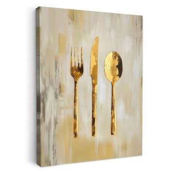 Leinwandbilder - Farbe - Gold - Besteck