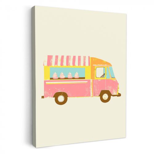 Leinwandbilder - Eiscreme-Wagen - Retro - Softeis - Rosa