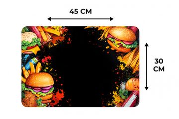 Tischset - Fastfood - Graffiti - Hamburger - Lebensmittel - Modern - 6 Stück